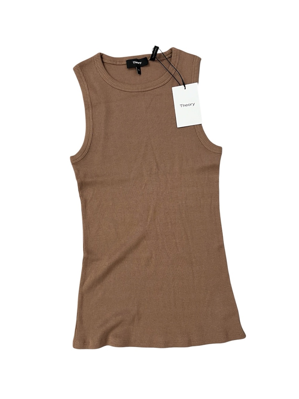 NWT Theory Compact Ribbed Fitted Tank in Truffle